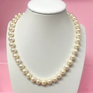 Natural White Pearl Necklace with Sterling Silver Clasp – 14 Inches